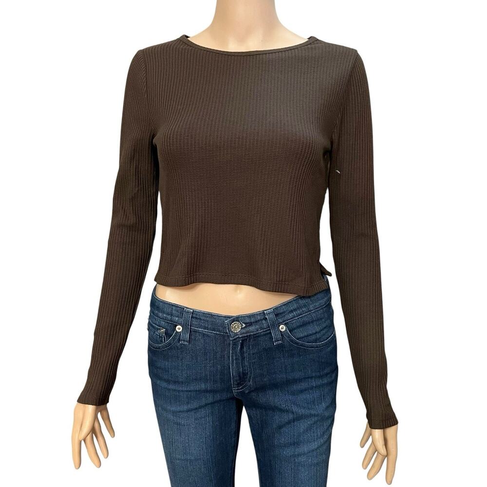 NEW Your Favorite By Pacsun Thermal Tshirt Cropped Long Sleeve Crew Neck Basic